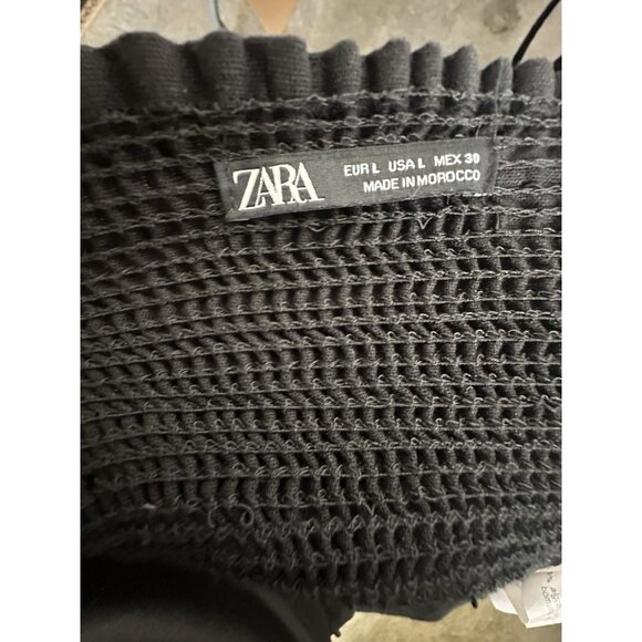 Zara Black Sweetheart Neckline Crop Top Tank Womens Large Adjustable - Picture 11 of 12